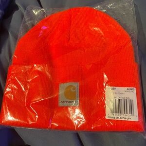 Carhartt Neon Orange Cuffed Beanie with Logo Patch